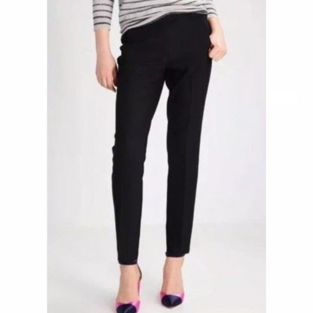 J.Crew Ryder Black Slim Straight Pants Womens 10 Mid Rise Work Trousers Office
